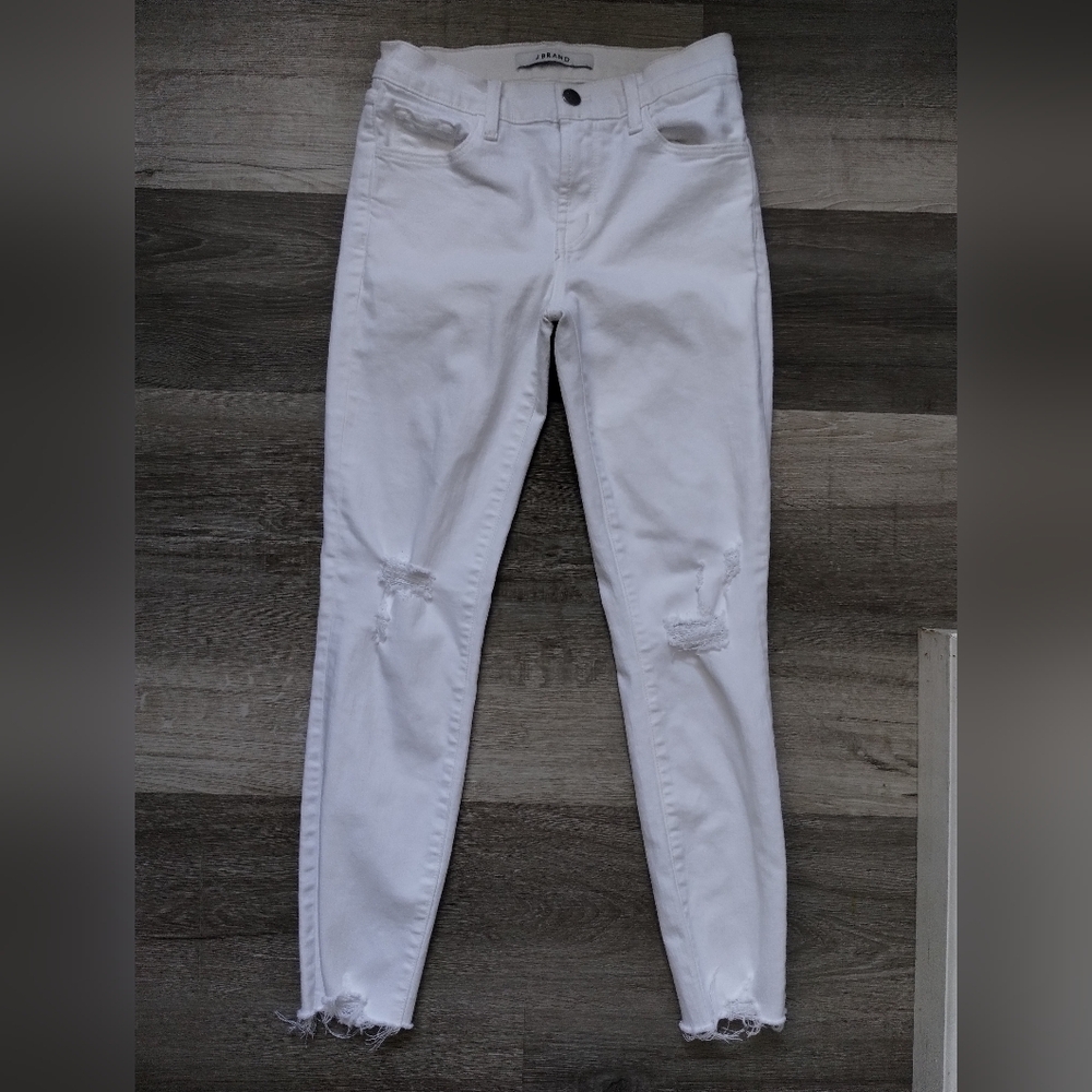 J Brand White Skinny Jeans Sleek Fit 25